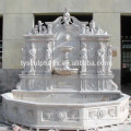 Large outdoor travertine girl wall decoration carved stone wall fountain